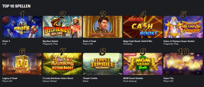 Spelaanbod in casino's zonder limieten