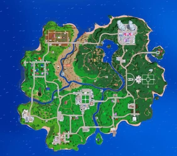 De uitgelekte Simpson-map voor Fortnite.