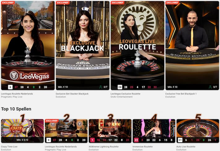 Live casino spellen