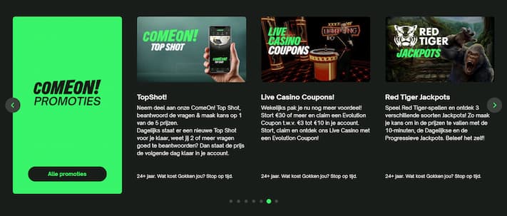 ComeOn Casino Bonus & Promoties