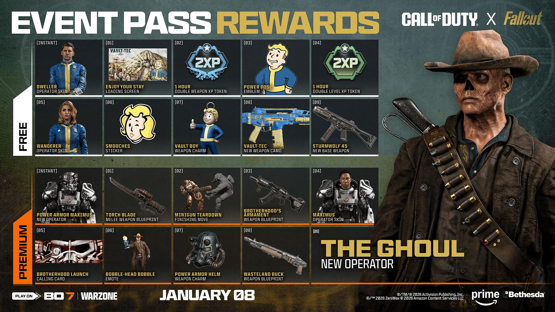 nieuwe event pass rewards rondom fallout in call of duty