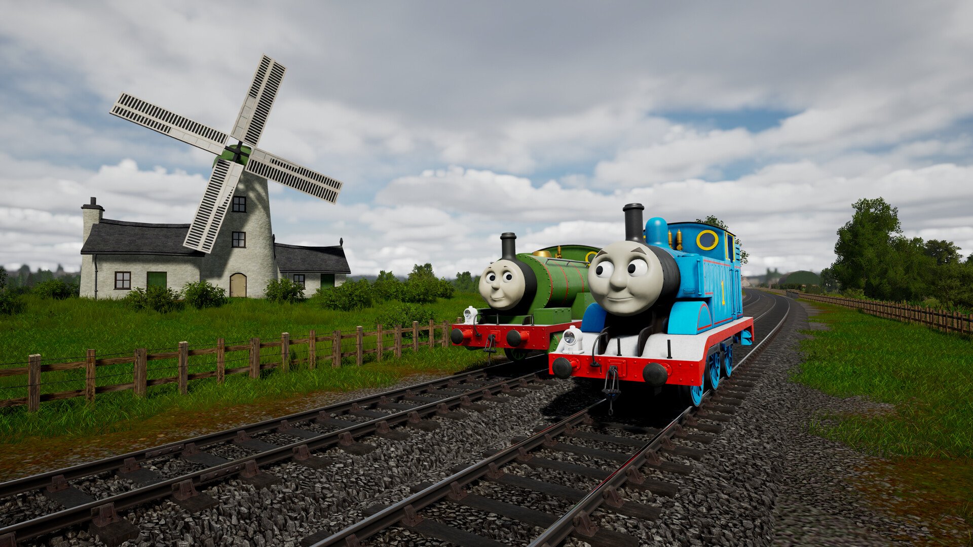 Thomas de stoomlocomotief in-game.
