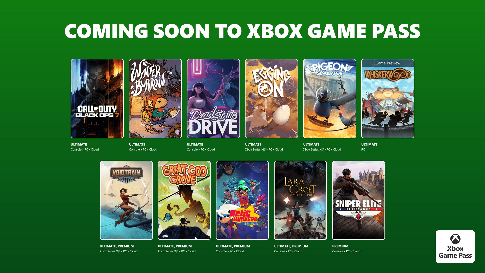 Xbox Game Pass november 2025 games