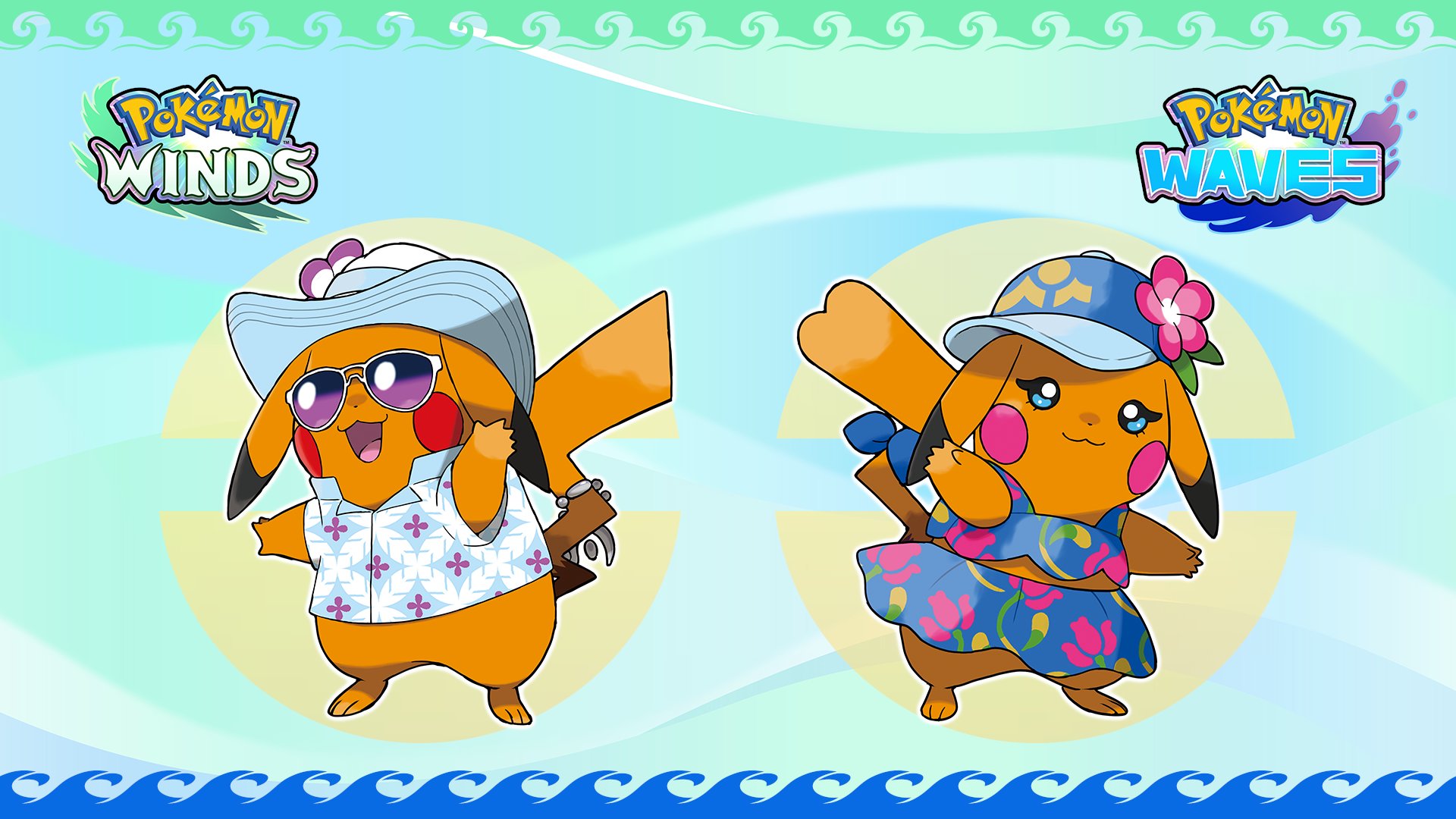 Pikachu in Pokémon Waves en Pokémon Winds.
