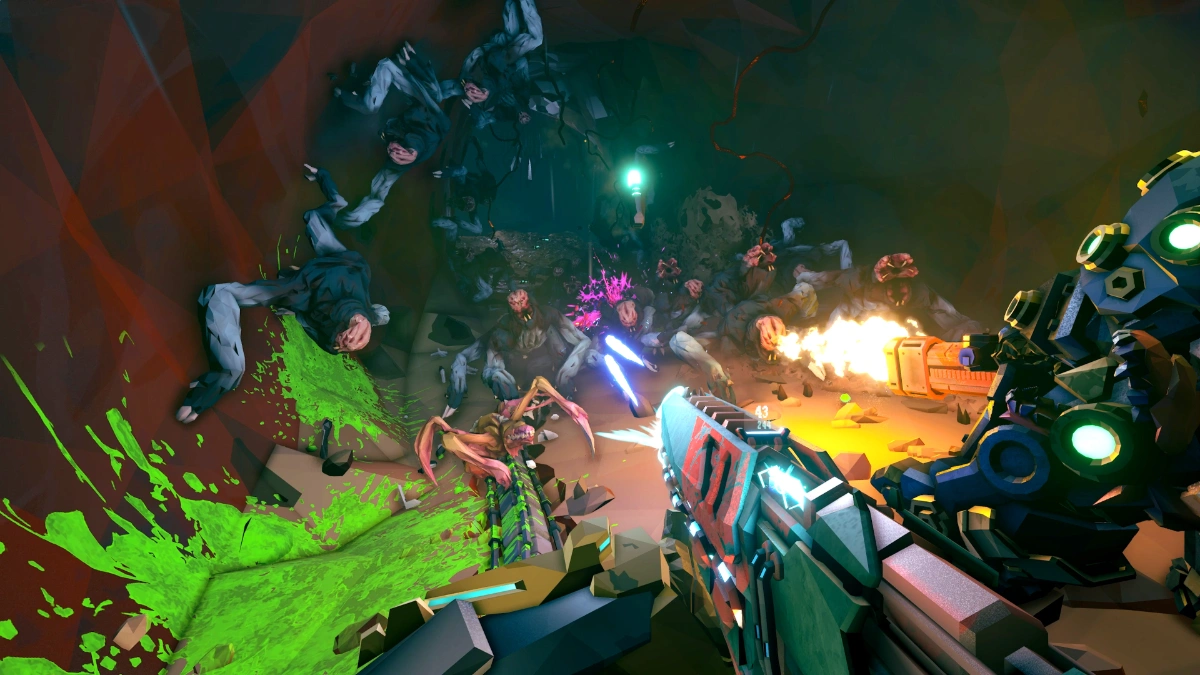 Schieten op monsters in Deep Rock Galactic: Rogue Core