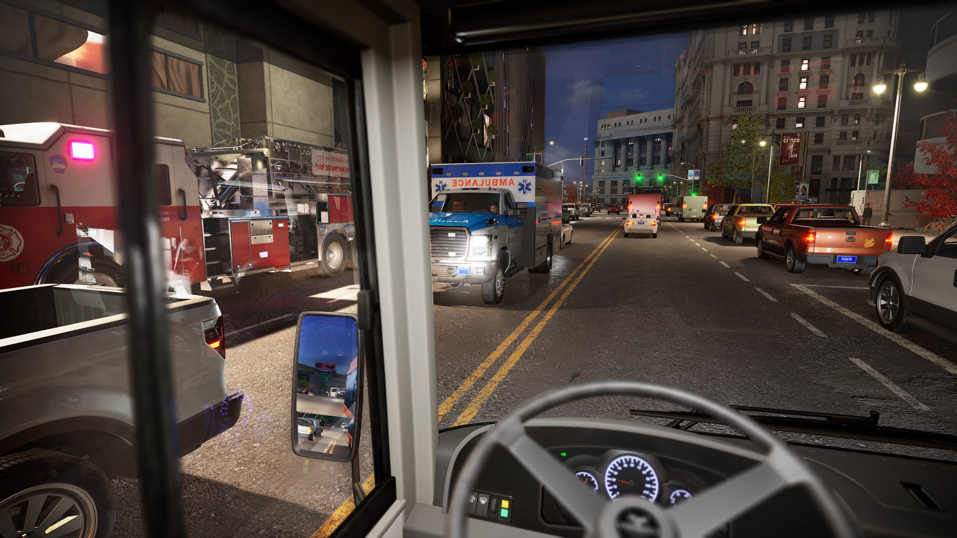 Bus Bound verkeer in de nacht.